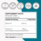 Supersmart - Betaina HCI 2600 mg - 120 Comprimidos - Fórmula de Ácido Clorhídrico para una Digestión Saludable