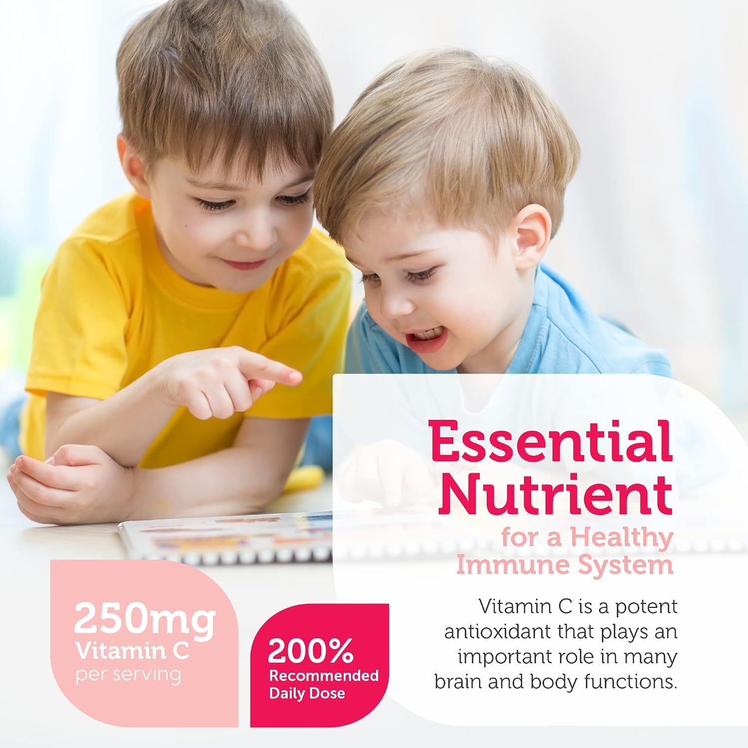 Zahler Junior C - Vitamina C Masticable Avanzada para Niños - Sabor Naranja Delicioso - 90 Comprimidos