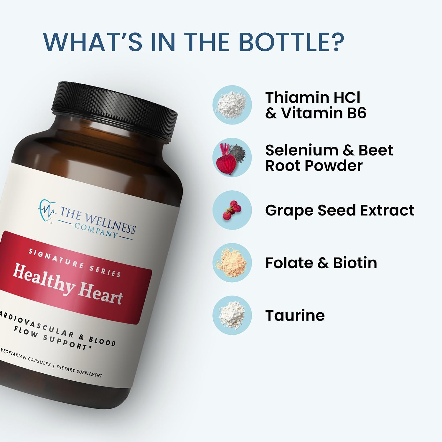 The Wellness Company Healthy Heart - Apoyo Cardiovascular, Flujo Sanguíneo, Óxido Nítrico y Niveles de Colesterol Saludables | 120 comprimidos (2 Meses)