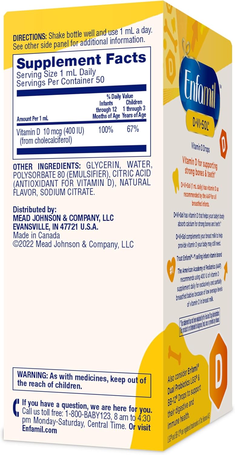 Enfamil Vitamin D-Vi-Sol Vitamin D Drops for Babies, 50 ml