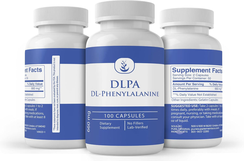 Pure Original Ingredients DLPA DL-Fenilalanina, 100 Cápsulas, Puro Sin Aditivos