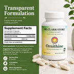 Dr. Clark L-Ornitina 500mg, 100 Cápsulas de Tapioca