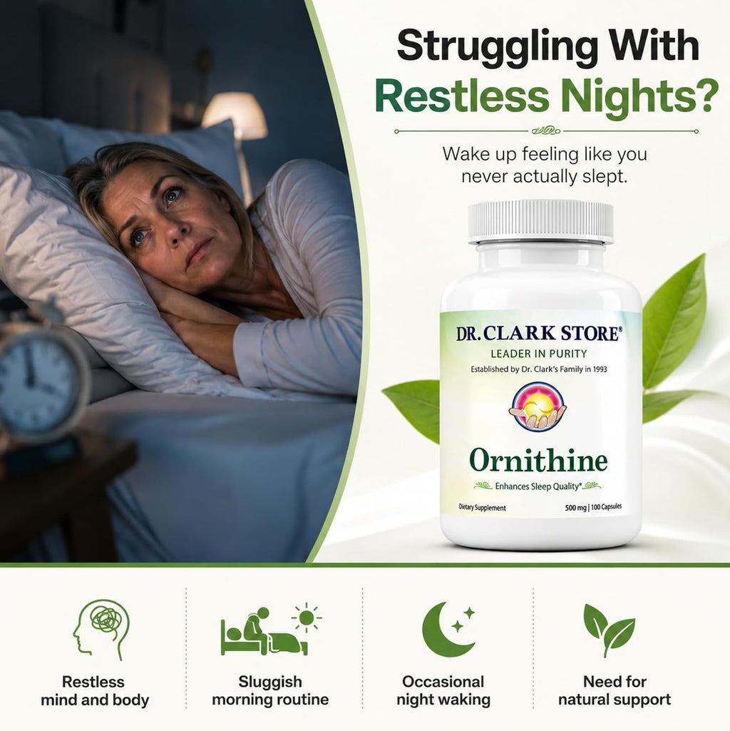 Dr Clark L-Ornitina 500mg - 100 Cápsulas de Gelatina - Suplemento de Aminoácido Puro