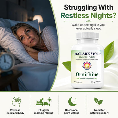 Dr Clark L-Ornitina 500mg - 100 Cápsulas de – Favorece la relajación y el sueño reparador: Algunos estudios – Image 2