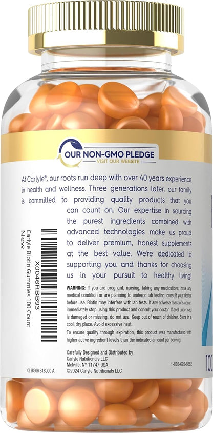 Carlyle Biotin 10000mcg Gummies – Gominolas – La biotina contribuye al mantenimiento del cabello en condiciones – Image 3