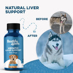 Complemento Hepático para Perros con Cardo Mariano – Fórmula de Detox Suave – 400 Comprimidos Inodoros
