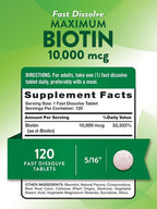 Nature's Truth Biotin 10,000 mcg Rapid Dissolve Tablets, Berry Flavor, Pack of 3 (120 Tablets Each)