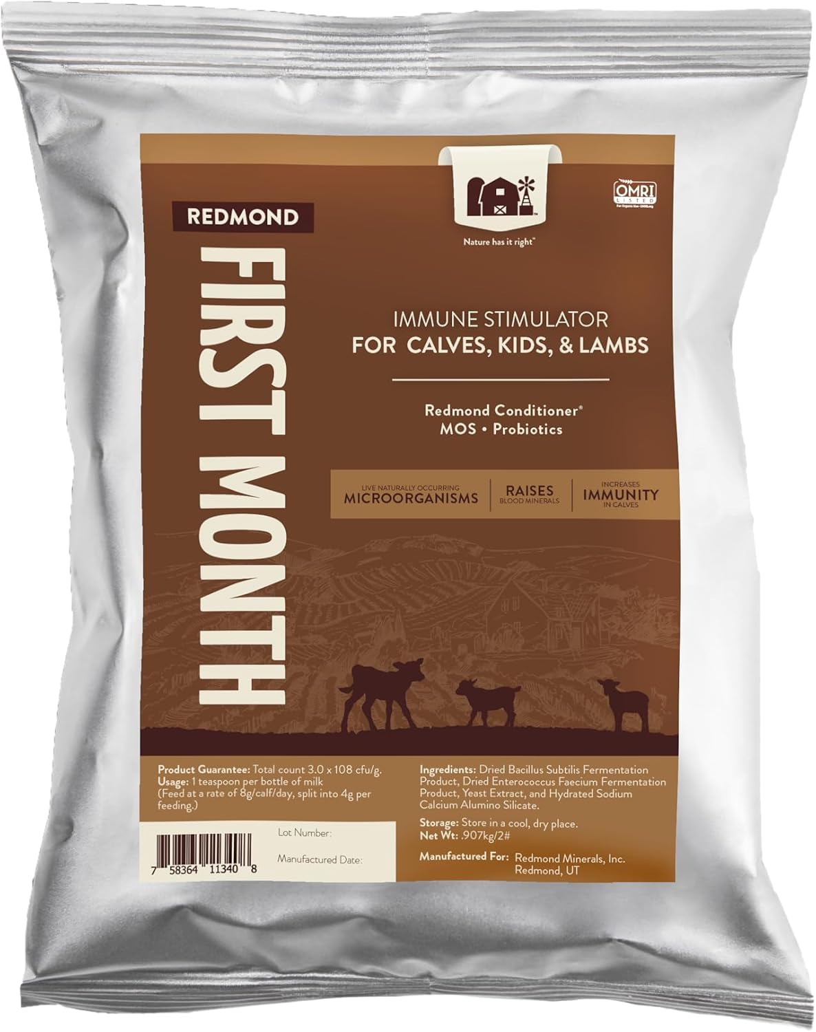 Redmond First Month - Estimulante Inmune y Tratamiento de Diarreas para Terneros - 900 g