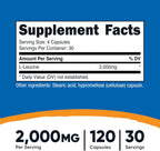 Nutricost L-Leucina 2,000 mg, 120 Cápsulas Vegetarianas