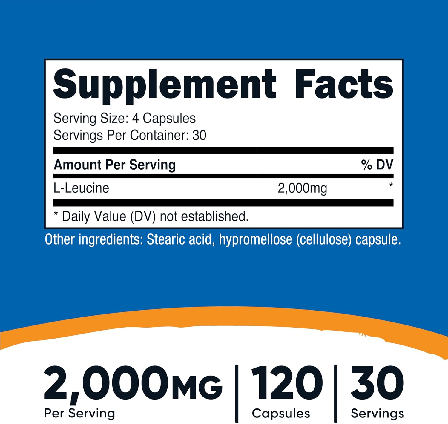Nutricost L-Leucina 2,000 mg, 120 Cápsulas Vegetarianas