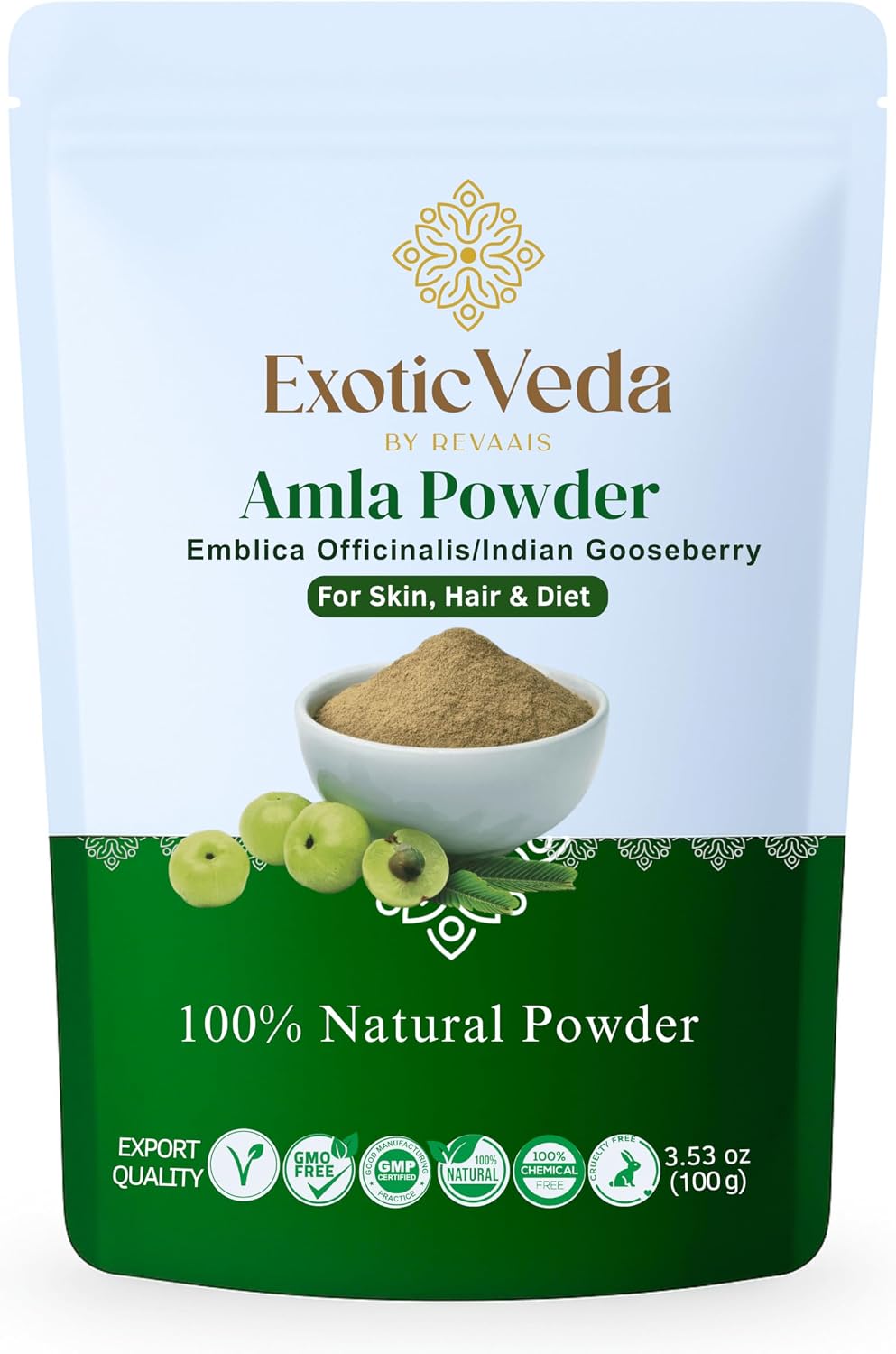 Exotic Veda Polvo de Amla Puro - 100g (100% Natural)