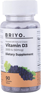 Briyosis Vitamina D3 2000 IU - 90 Comprimidos Masticables Sabor Uva Natural