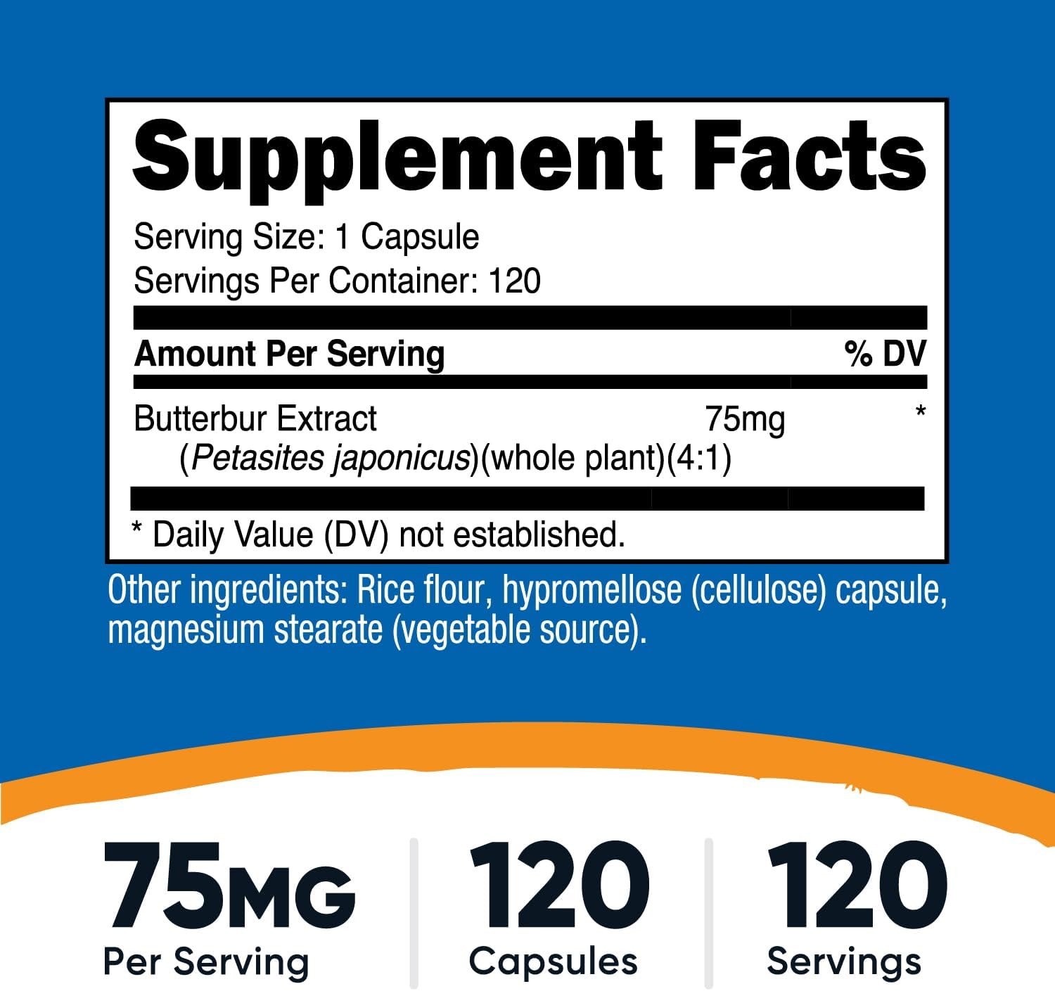 Nutricost Extracto de Petasita (Butterbur) 75mg, 120 Cápsulas Veganas