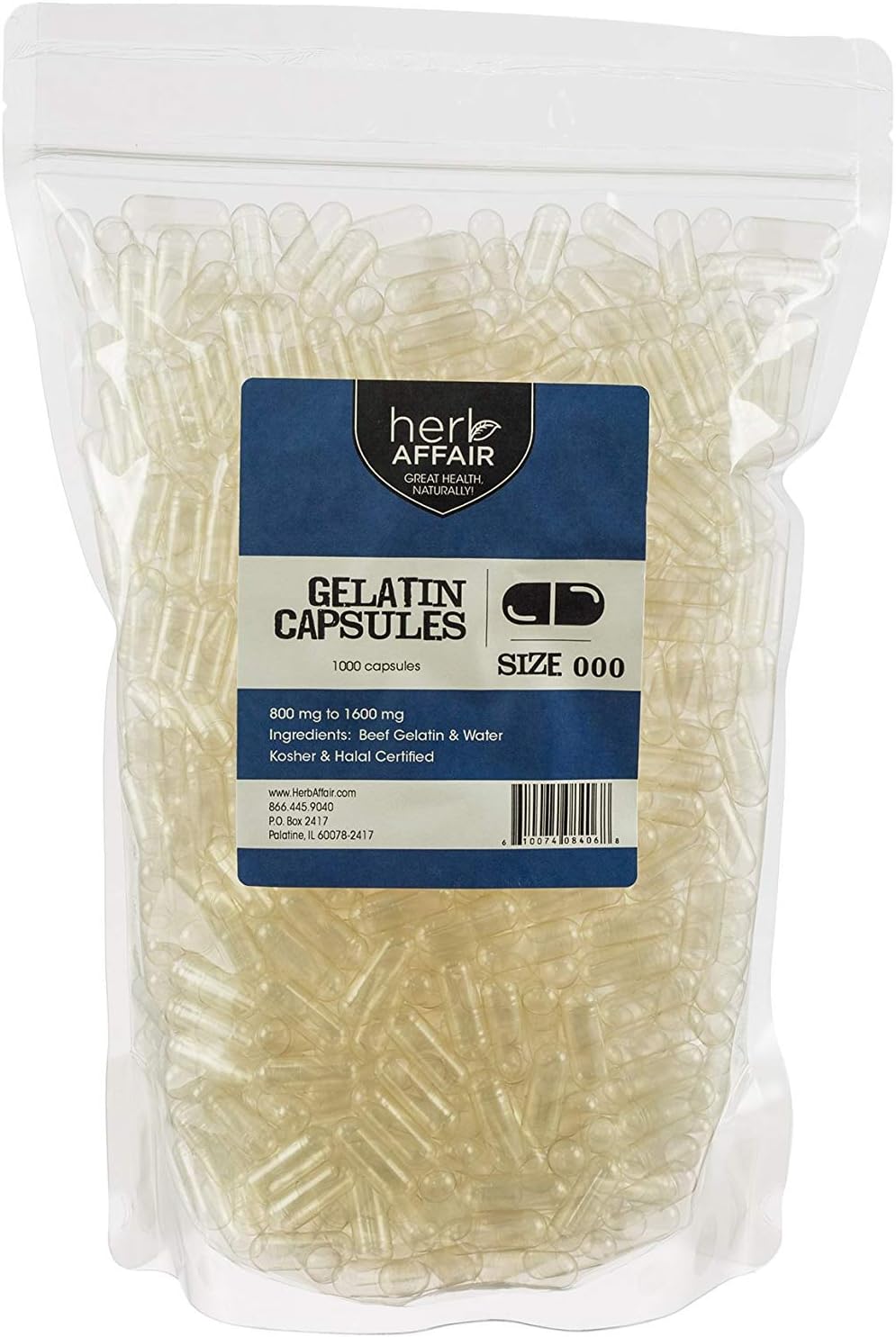 Herb Affair Cápsulas de Gelatina Vacías Tamaño 1 - 1000 Unidades