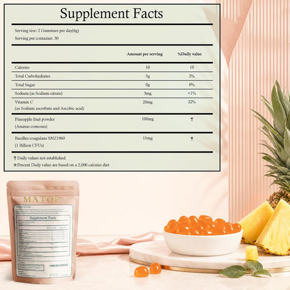 MATOP Probiótico para Mujeres Gomitas de Piña - Salud Digestiva y Equilibrio Femenino, Vegano Sin Azúcar, 60 Unidades