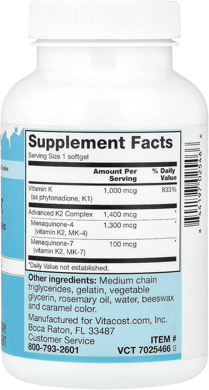 Vitacost Ultra Vitamin K con Complejo – Complejo Avanzado de Vitamina K2: una mezcla de menaquinonas que favorecen – Image 2