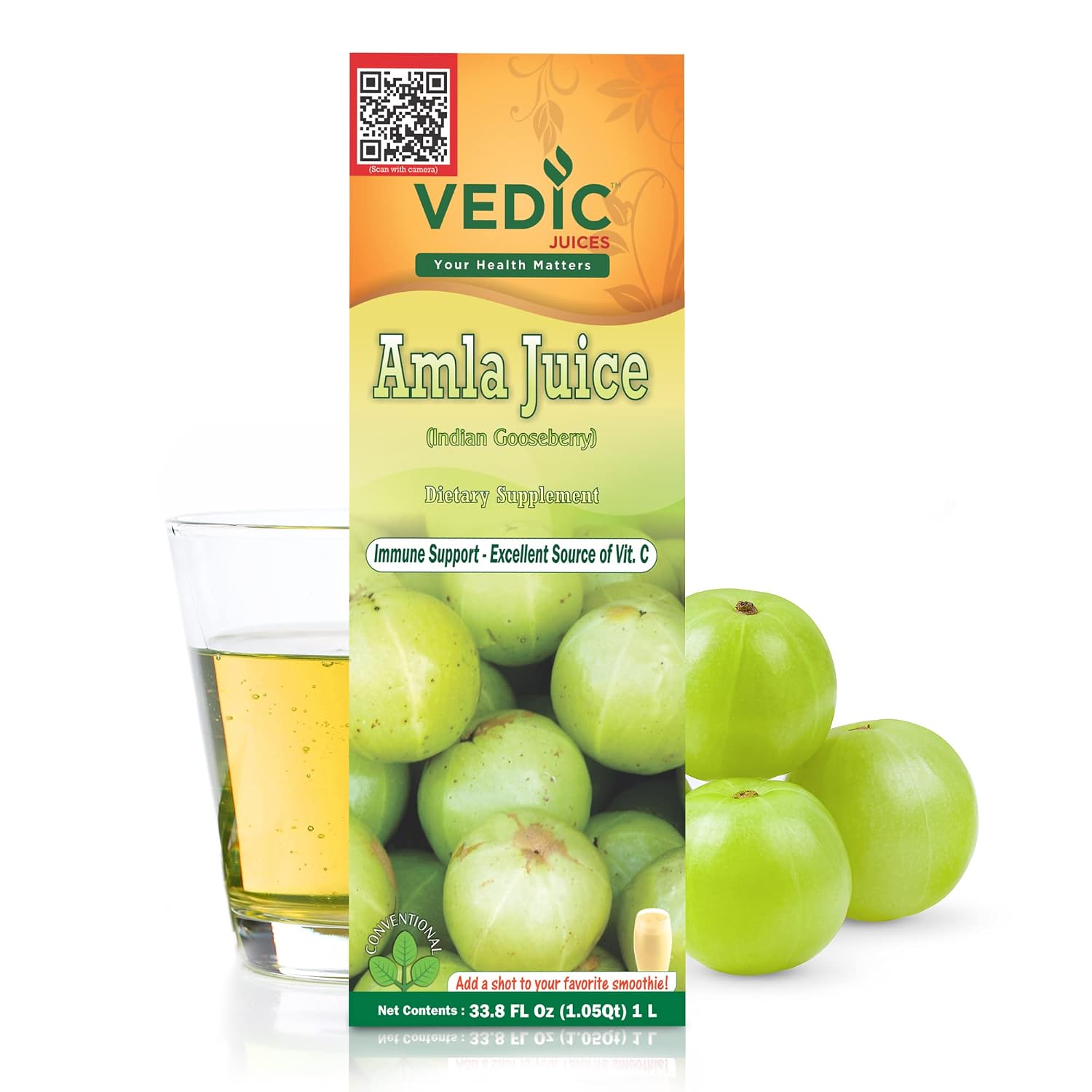 Zumo de Amla (Grosella India) - Bebida Herbal, Fuente Natural de Vitamina C - 1 Litro