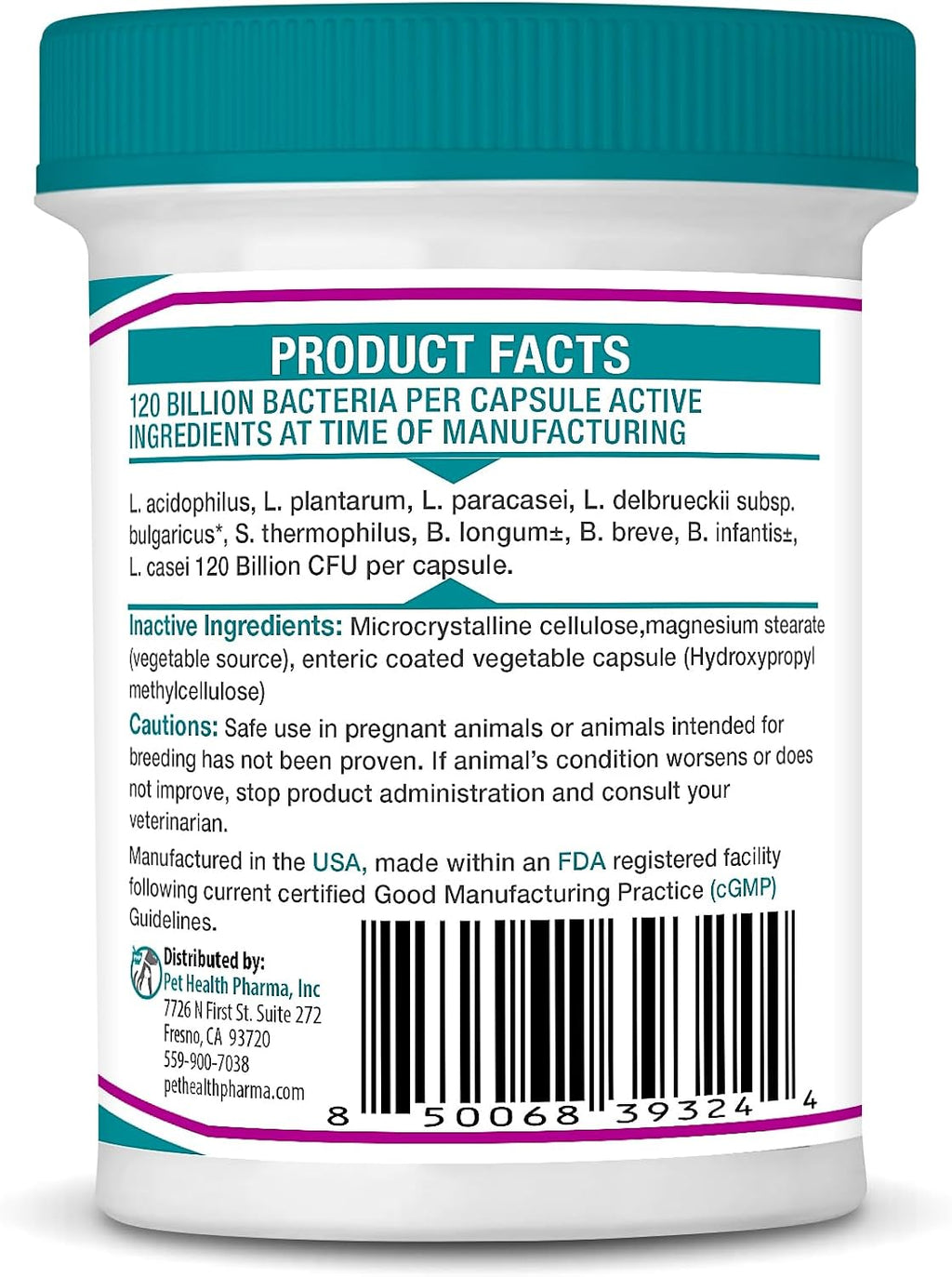 Vetbiome Plus Probióticos de Alta Potencia para Mascotas (160 Cápsulas) - 120 mil millones UFC, Fórmula de 9 Cepas - Probado por Terceros - Fabricado en EE.UU.