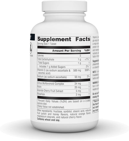 Source Naturals Vitamina C Masticable con Acerola, 500 mg - 100 Comprimidos Sabor Fruta – Image 3