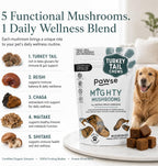 Pawse Mighty Mushroom Chews Supplement for Dogs & Cats | Blend of Turkey Tail, Reishi, Chaga, Maitake & Shiitake | for Immune System, Lumps & Bumps, Gut Health & Skin Support | 60 Chews