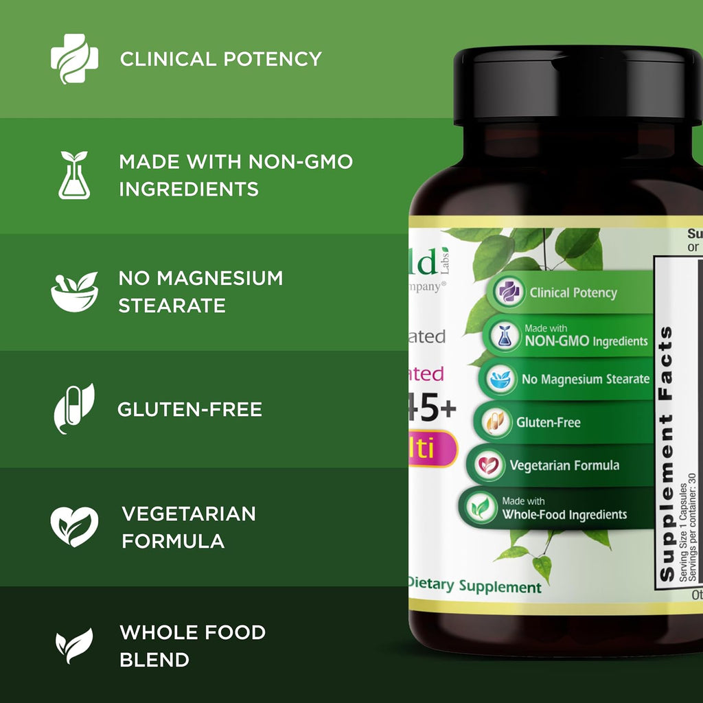 EMERALD LABS Women's 45+ 1-Daily Multi - Multivitamínico Completo para Apoyo Óseo y Cardíaco* - Para Mujeres Mayores de 45 - Sin Gluten y Vegetariano - 30 Cápsulas Vegetales