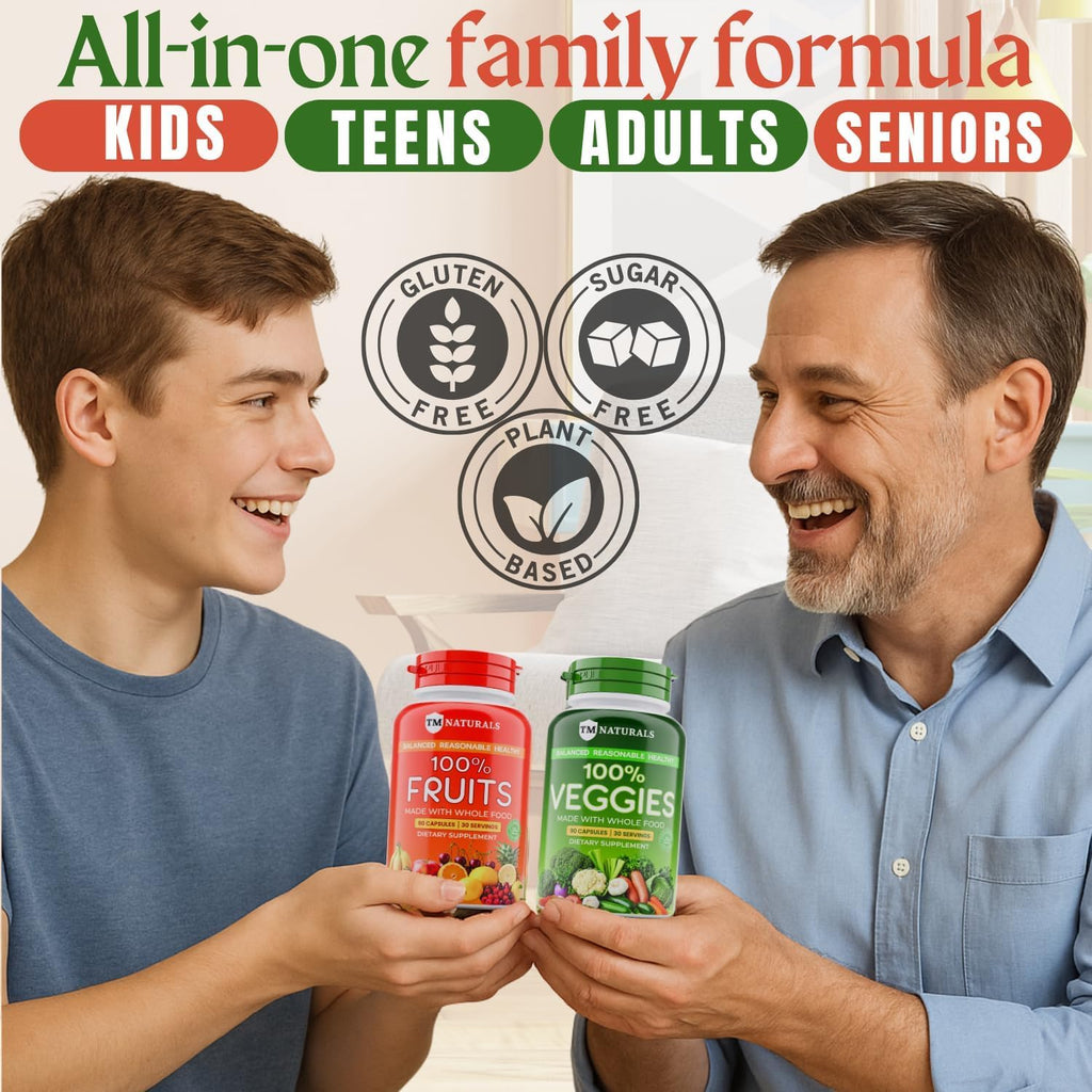TM NATURALS Suplemento de Frutas y Verduras para Hombres y Mujeres - 90 Cápsulas (Pack de 2) - Superalimentos Naturales