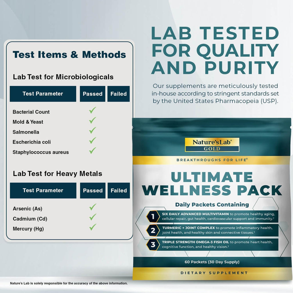 Nature's Lab Packs Diarios de Vitaminas para Hombres y Mujeres - Multivitamina + Omega 3 Triple Potencia + Cúrcuma para Articulaciones - Pack de Bienestar - 60 Sobres