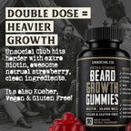Unsocial Club Gominolas para el Crecimiento de Barba 90 ct | 10,000 mcg Biotina | Vitamina B7 | Vegano, Kosher y Sin Gluten | Sabor Fresa Natural