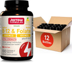 Jarrow Formulas Methyl B-12 1000mcg y Methyl Folate 400mcg, Fórmula de Fuerza Extra, Metabolismo Energético Celular y Salud Cardiovascular con P-5-P, 100 Comprimidos Masticables, 12 Paquetes