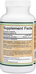 Complemento de AKG (Ácido Alfa-Cetoglutárico) 1.000 mg por dosis, 180 cápsulas - Double Wood