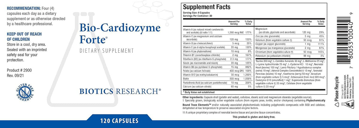 BIOTICS RESEARCH Bio Cardiozyme Forte, Multivitamínico cardíaco de amplio espectro, 120 cápsulas – Image 9