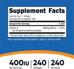 Nutricost Vitamina E 400 UI, 240 Softgels (3 Botellas)