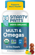 SmartyPants Multivitamínico para Hombres, Gominolas Orgánicas: Metilfolato, Omega 3 (ALA), Vitamina D3, C, B12, B6, A, K y Zinc, 120 Gominolas (30 Días)
