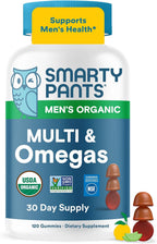 SmartyPants Multivitamínico para Hombres, Gominolas Orgánicas: Metilfolato, Omega 3 (ALA), Vitamina D3, C, B12, B6, A, K y Zinc, 120 Gominolas (30 Días)