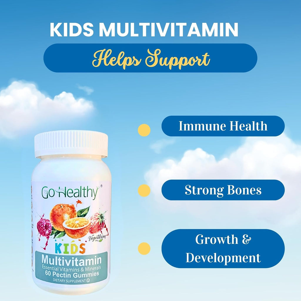 Go Healthy Kids Multivitamin Gummies con Vitamina C, D3 y Zinc – 30-60 porciones