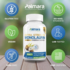 Palmara Health Extra Strength Monolaurin 1.600 mg por Dosis, 800 mg por Cápsula
