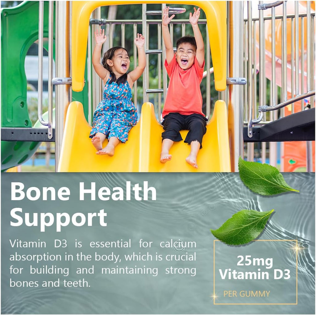 Vitamina D3 Gominolas para Niños - 1000 UI - Sabor Fresa - 120 Gominolas