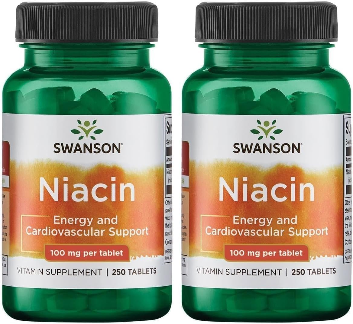 Swanson Niacina (B3) 500 mg - 250 Cápsulas (Paquete de 4)