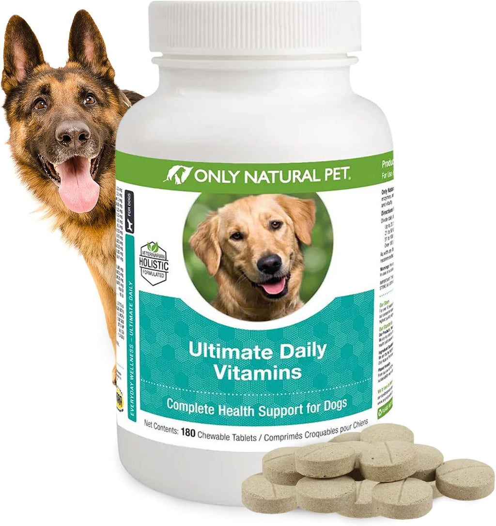 Only Natural Pet Ultimate Daily Vitamins - Complete Multivitamin for Dogs - 180 Chewable Tablets