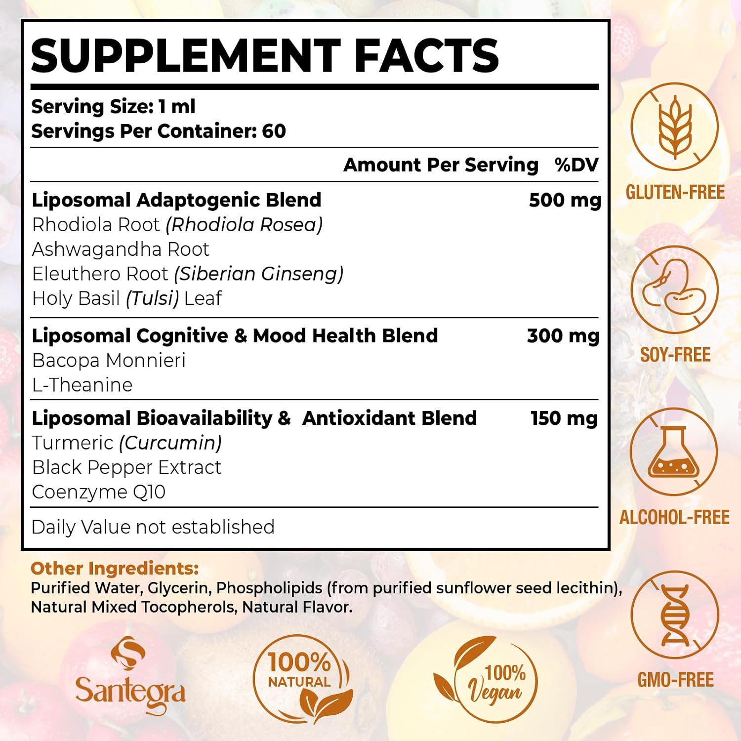 Santegra Rhodiola Rosea Liposomal 500 mg – Líquido Vegano 60 ml