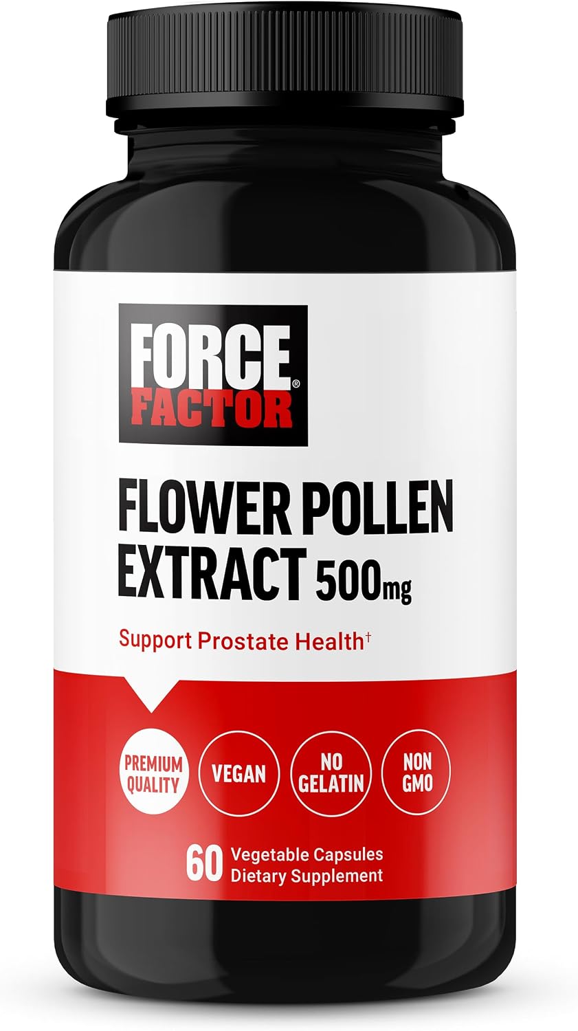 Force Factor Polen de Flores para la Próstata - Suplemento para la Salud Masculina, 500 mg, 60 Cápsulas Veganas