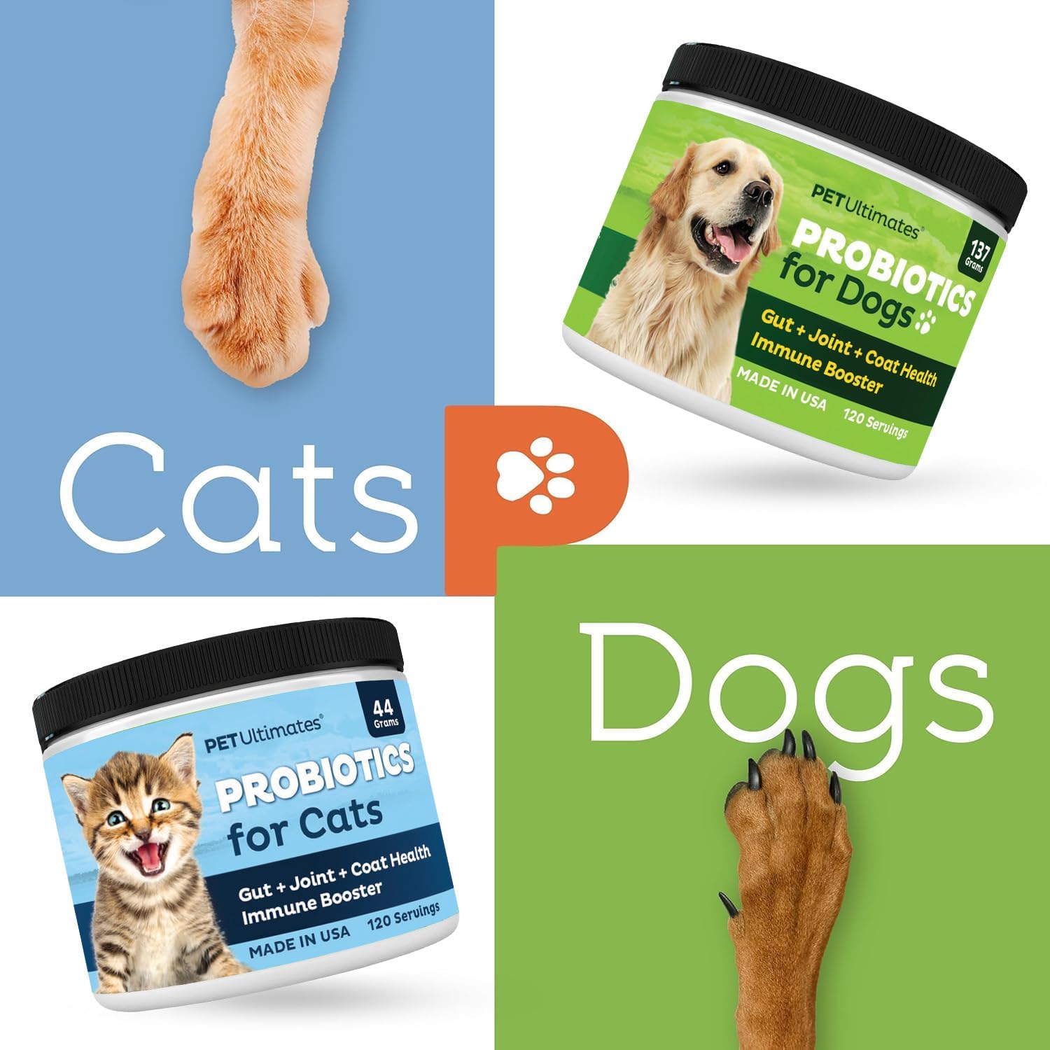 Pet Ultimates Probióticos para Perros - Polvo 137g (120 dosis)