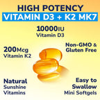 Vitalibre Vitamina D3 K2, 10000 UI D3 / 200 mcg K2 MK7, 90 Cápsulas Blandas