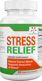 Spectra Vitamins Stress Relief - Suplemento para el estrés con Ashwagandha, L-Teanina y Manzanilla, 60 cápsulas