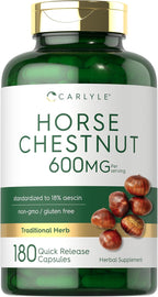 Carlyle Extracto de Castaño de Indias 600mg | 180 Cápsulas | Suplemento Herbal