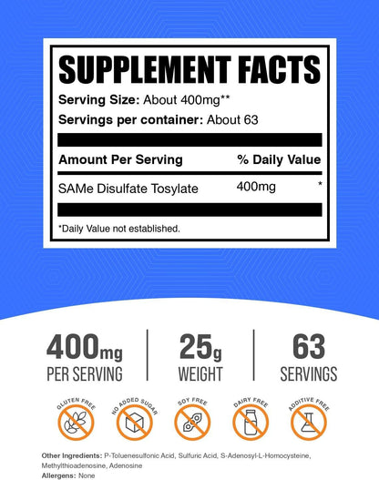 BulkSupplements SAM-e en Polvo - – Estado de ánimo: Se cree que la SAM-e participa en la producción de – Image 2