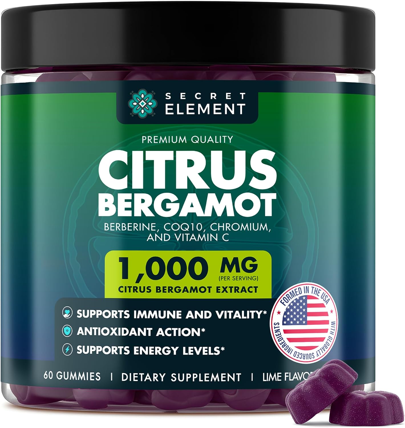 Citrus Bergamot Extract 1000mg – Cápsulas de Bergamota Cítrica para Bienestar Diario, Antioxidante, Sin Gluten, Vegano, 120 Cápsulas (Pack de 3)