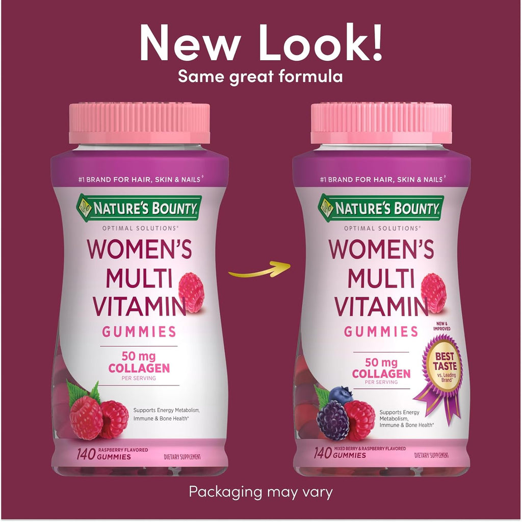Nature's Bounty Optimal Solutions, Gominolas Multivitamínicas para Mujeres, Sabor Frambuesa, 140 uds (70 dosis)