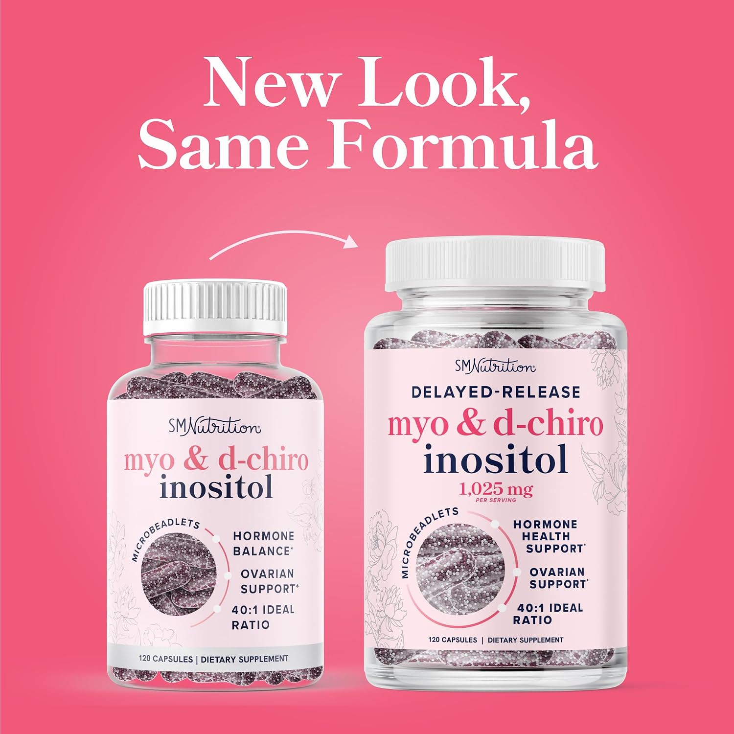 Myo-Inositol & D-Chiro Inositol 40:1 para Equilibrio Hormonal Femenino | Microgránulos | No GMO | 120 Cápsulas (1 Mes)