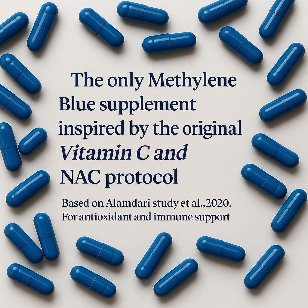 I Am Joy co. Cápsulas de Azul de Metileno (Grado Farmacéutico USP) con NAC, Vitamina C y Remolacha - 60 Cápsulas